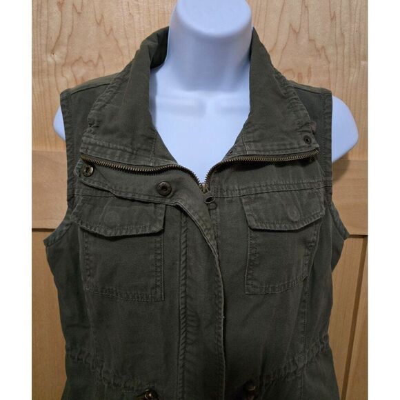American Rag Olive Green Sleeveless Utility Vest With Pockets Size M - Picture 2 of 4